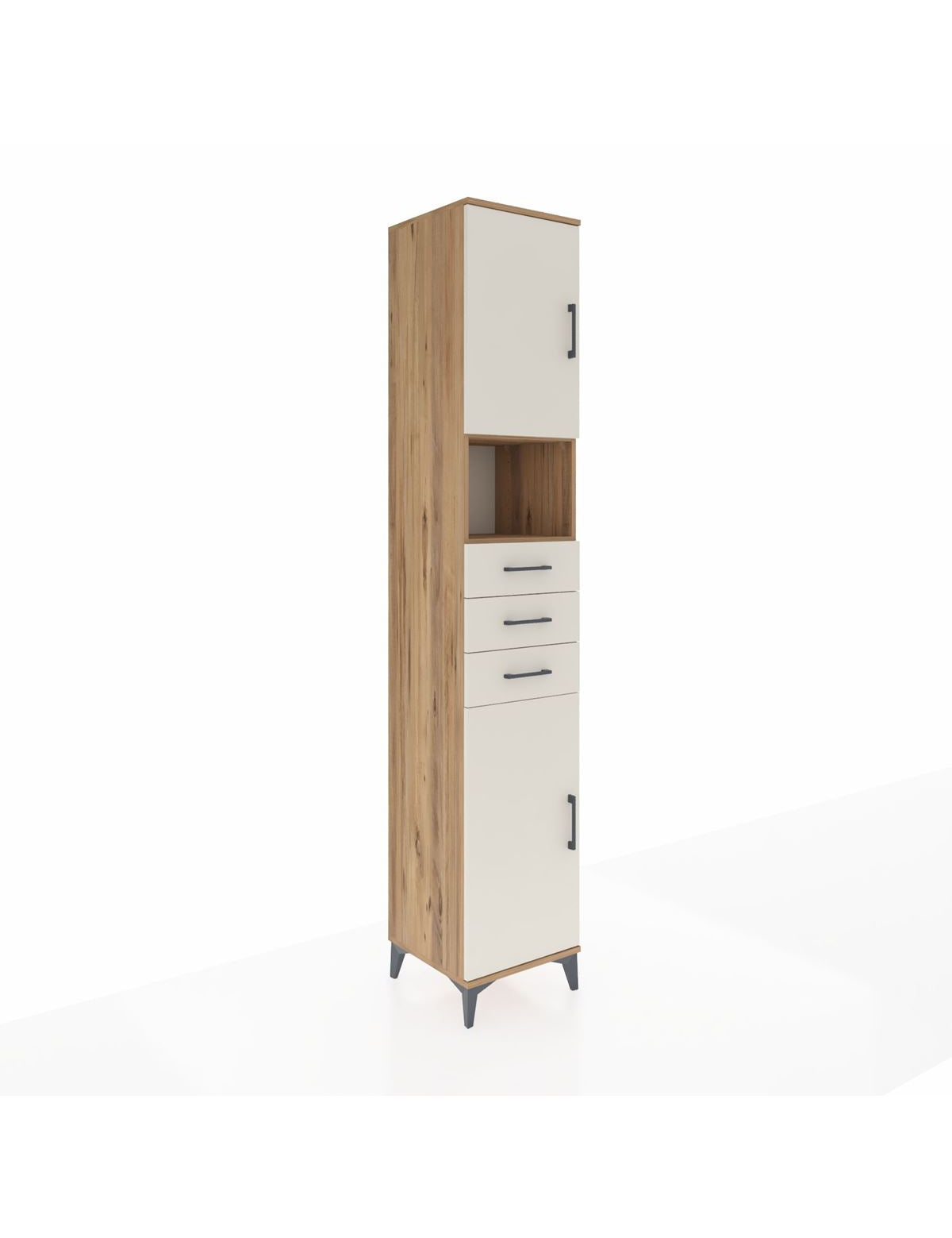 Hyperion Dolap 4 Raflı 3 Çekmeceli 2 Kapaklı 44x44x243 Çam-Aytaşı