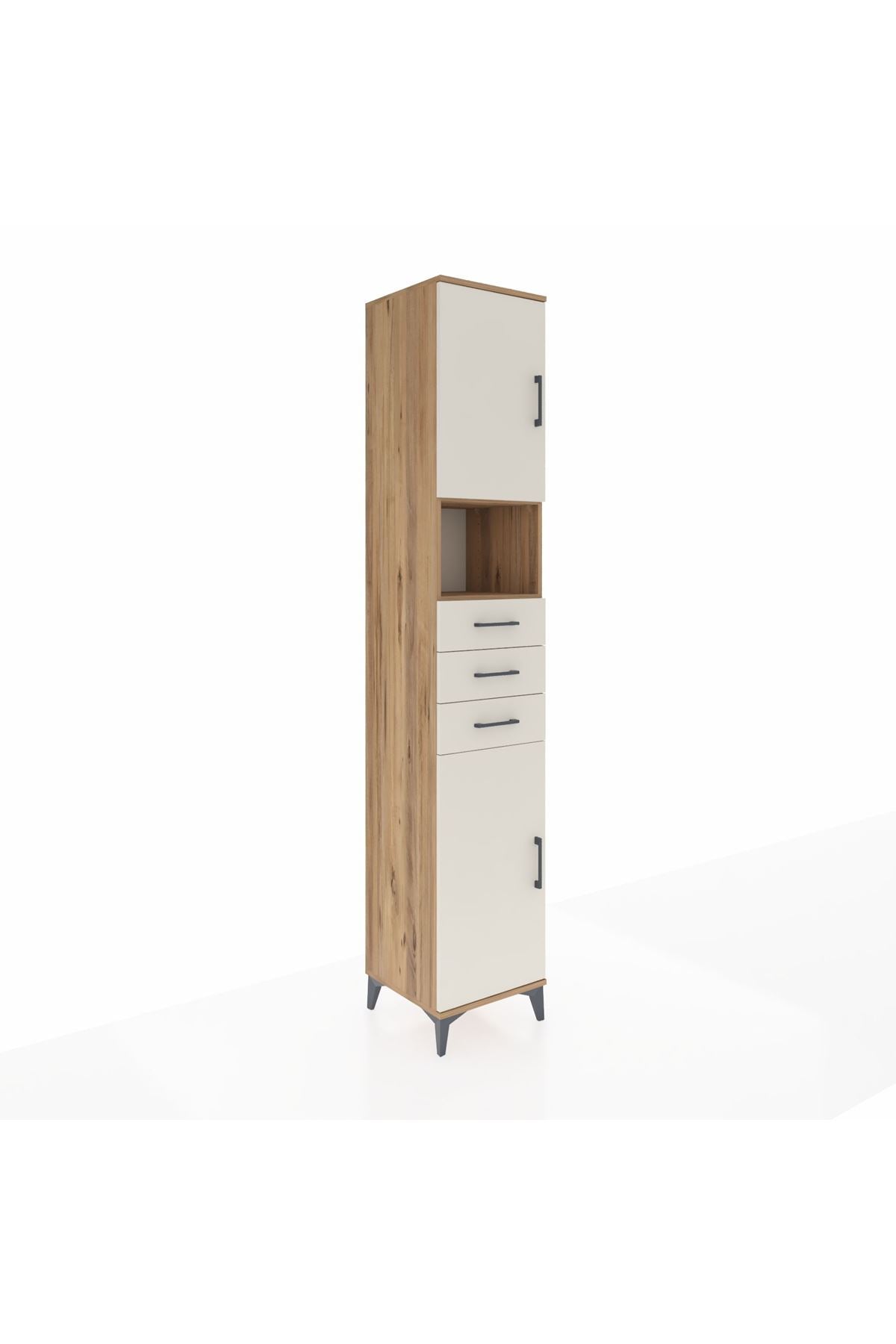 Hyperion Dolap 4 Raflı 3 Çekmeceli 2 Kapaklı 44x44x243 Çam-Aytaşı