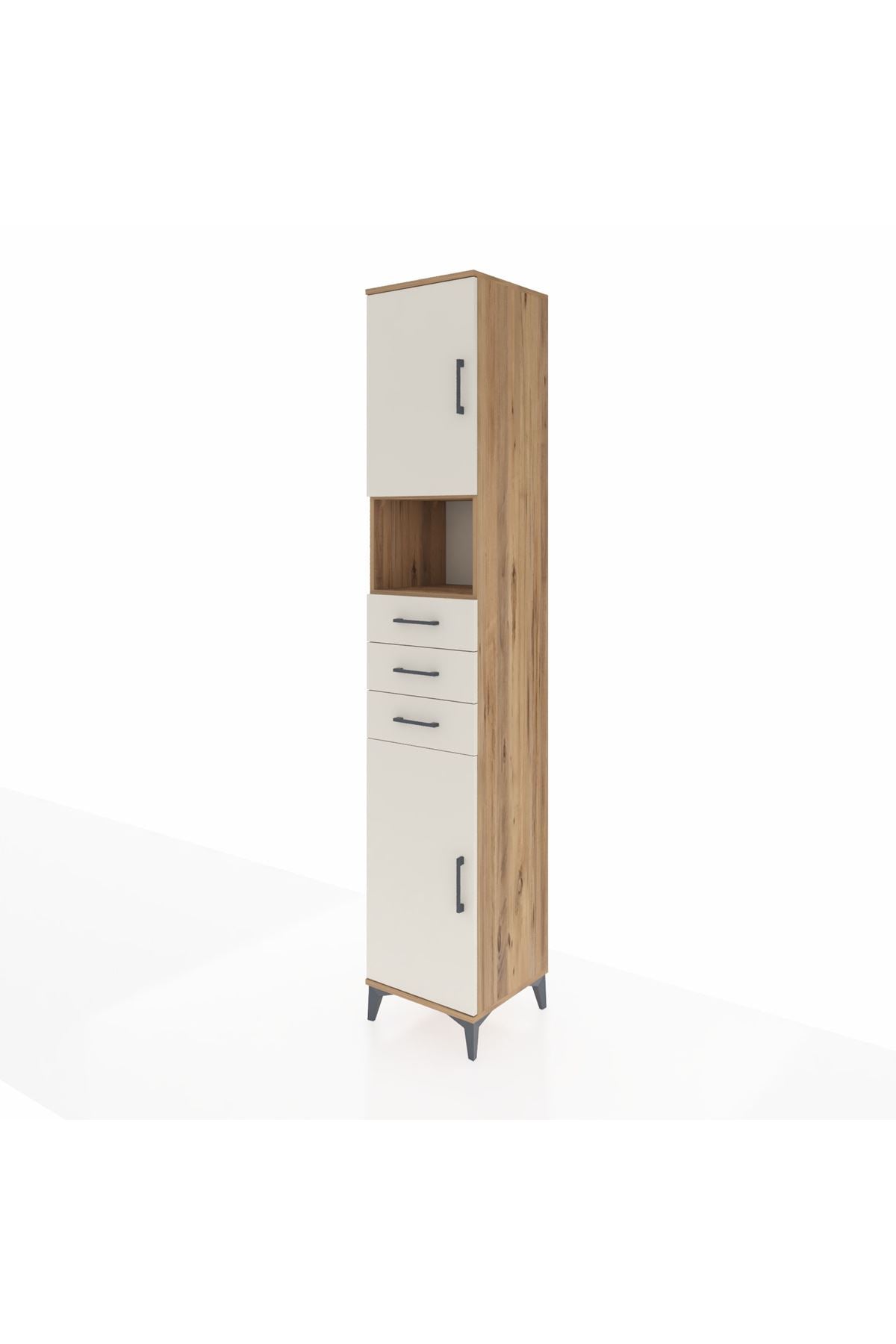 Hyperion Dolap 4 Raflı 3 Çekmeceli 2 Kapaklı 44x44x243 Çam-Aytaşı