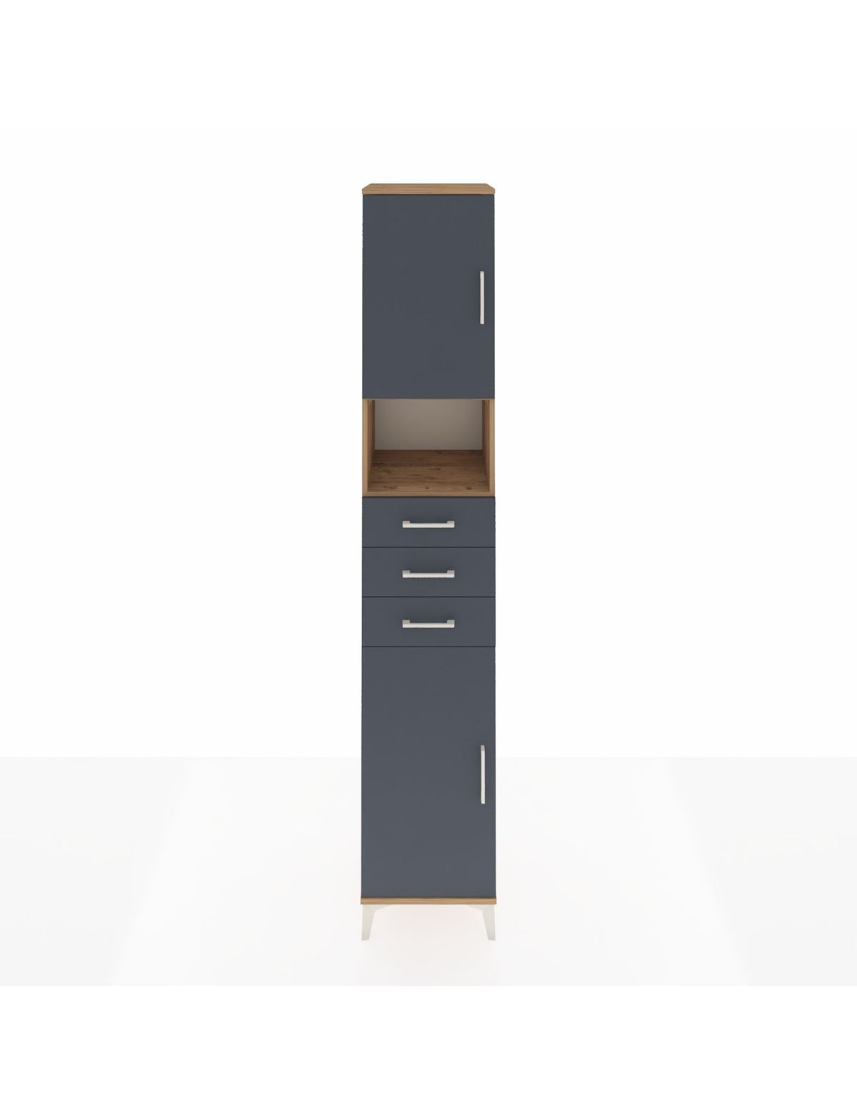 Hyperion Dolap 4 Raflı 3 Çekmeceli 2 Kapaklı 44x44x243 Çam-Antrasit