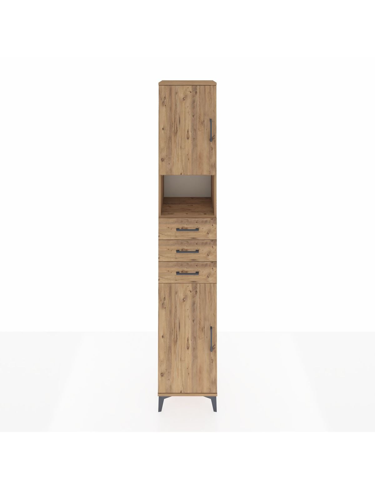 Hyperion Dolap 4 Raflı 3 Çekmeceli 2 Kapaklı 44x44x243 Çam-Çam