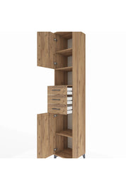 Hyperion Dolap 4 Raflı 3 Çekmeceli 2 Kapaklı 44x44x243 Çam-Çam