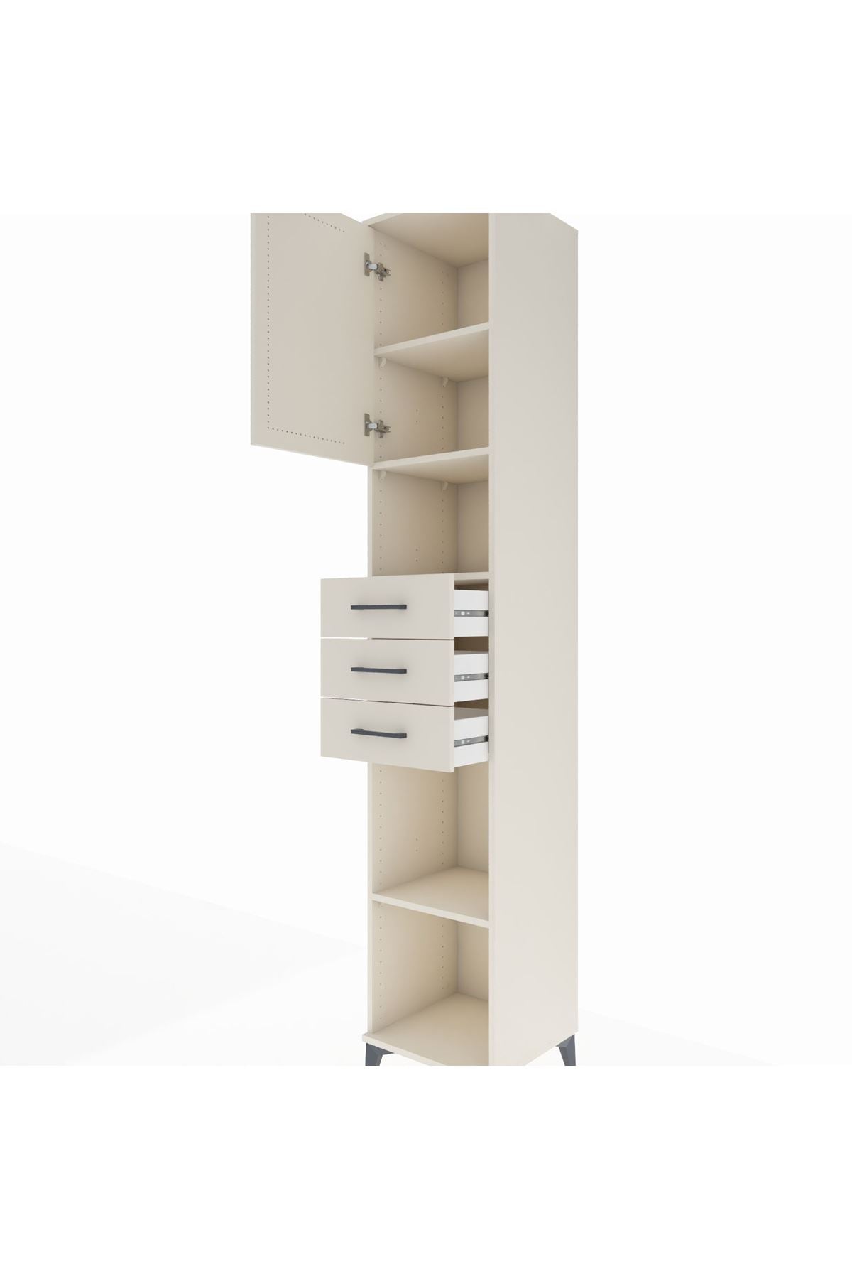 Hyperion Dolap 4 Raflı 3 Çekmeceli Tek Kapaklı 44x44x243 Aytaşı-Aytaşı