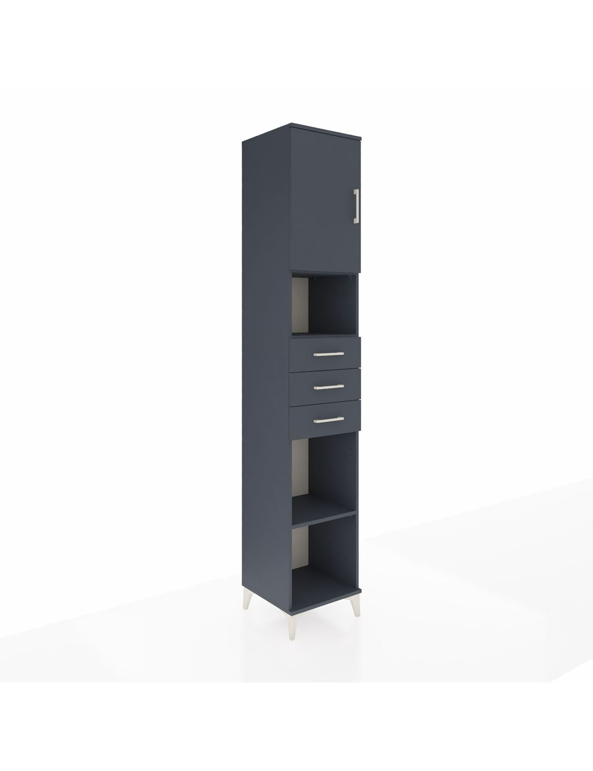 Hyperion Dolap 4 Raflı 3 Çekmeceli Tek Kapaklı 44x44x243 Antrasit-Antrasit