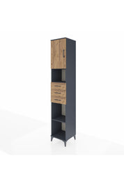 Hyperion Dolap 4 Raflı 3 Çekmeceli Tek Kapaklı 44x44x243 Antrasit-Çam