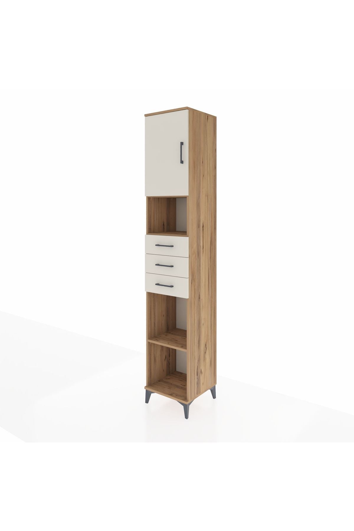 Hyperion Dolap 4 Raflı 3 Çekmeceli Tek Kapaklı 44x44x243 Çam-Aytaşı