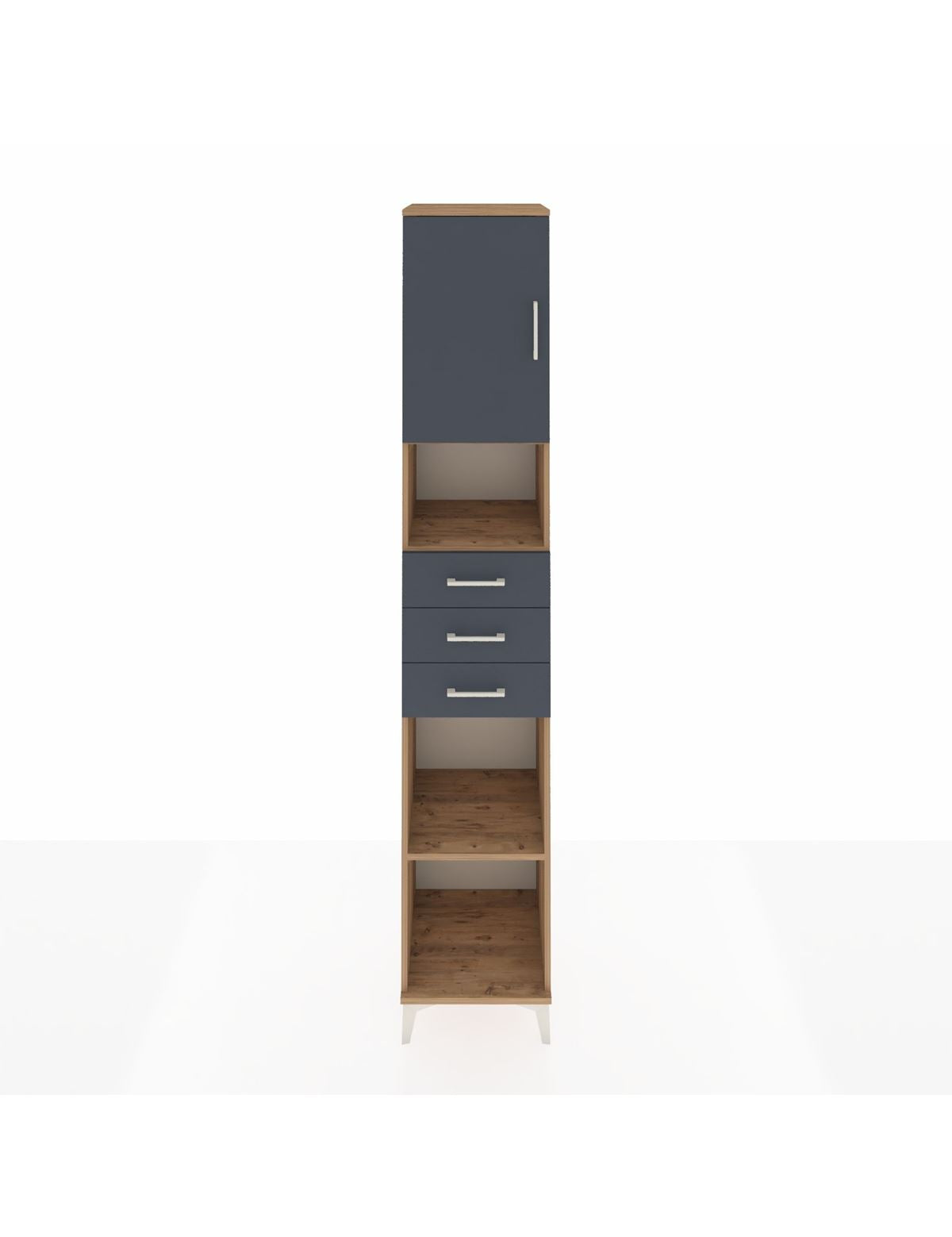 Hyperion Dolap 4 Raflı 3 Çekmeceli Tek Kapaklı 44x44x243 Çam-Antrasit