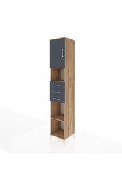 Hyperion Dolap 4 Raflı 3 Çekmeceli Tek Kapaklı 44x44x243 Çam-Antrasit