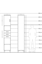 Hyperion Dolap 4 Raflı 3 Çekmeceli Tek Kapaklı 44x44x243 Çam-Çam