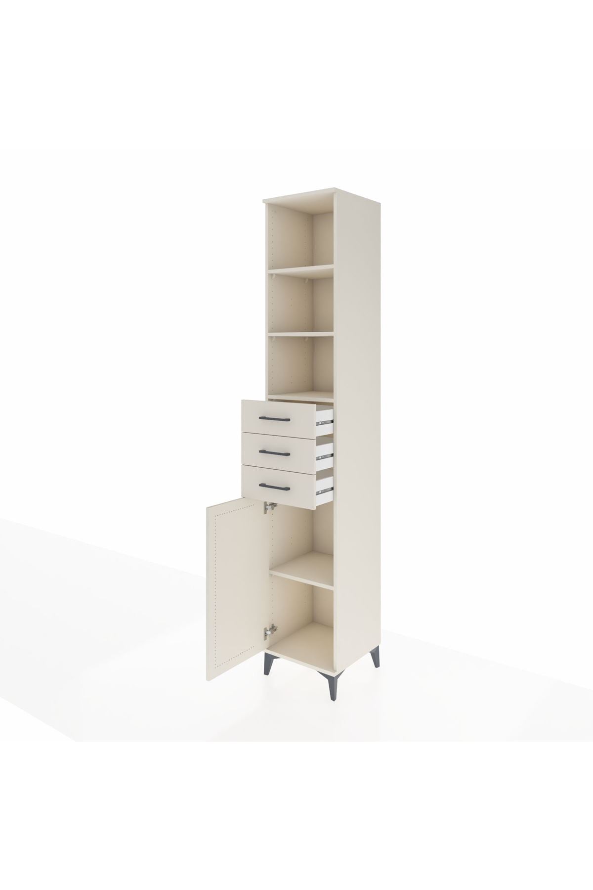 Hyperion Dolap 4 Raflı 3 Çekmeceli Tek Kapaklı 44x44x243 Aytaşı-Aytaşı