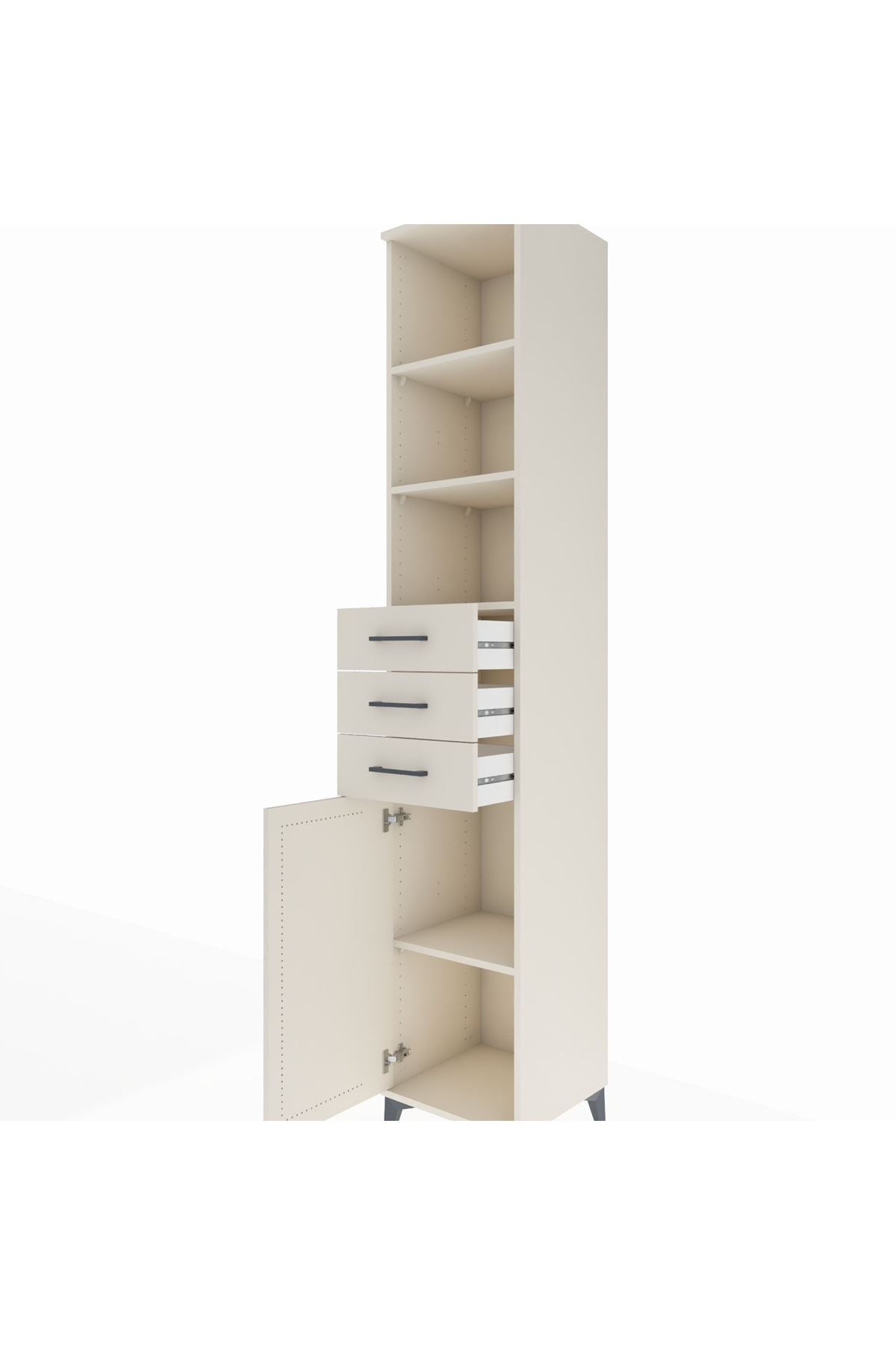 Hyperion Dolap 4 Raflı 3 Çekmeceli Tek Kapaklı 44x44x243 Aytaşı-Aytaşı