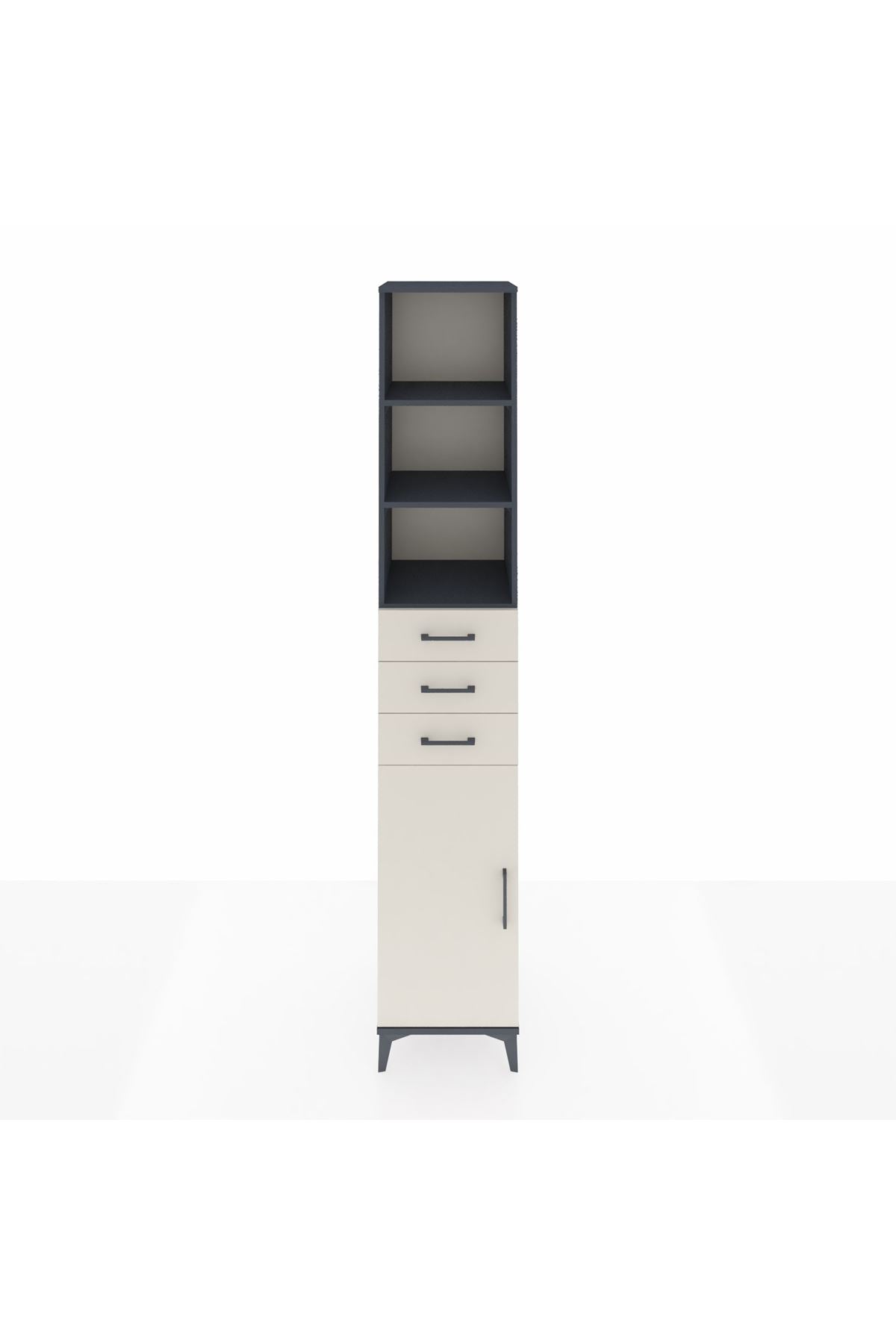 Hyperion Dolap 4 Raflı 3 Çekmeceli Tek Kapaklı 44x44x243 Antrasit-Aytaşı