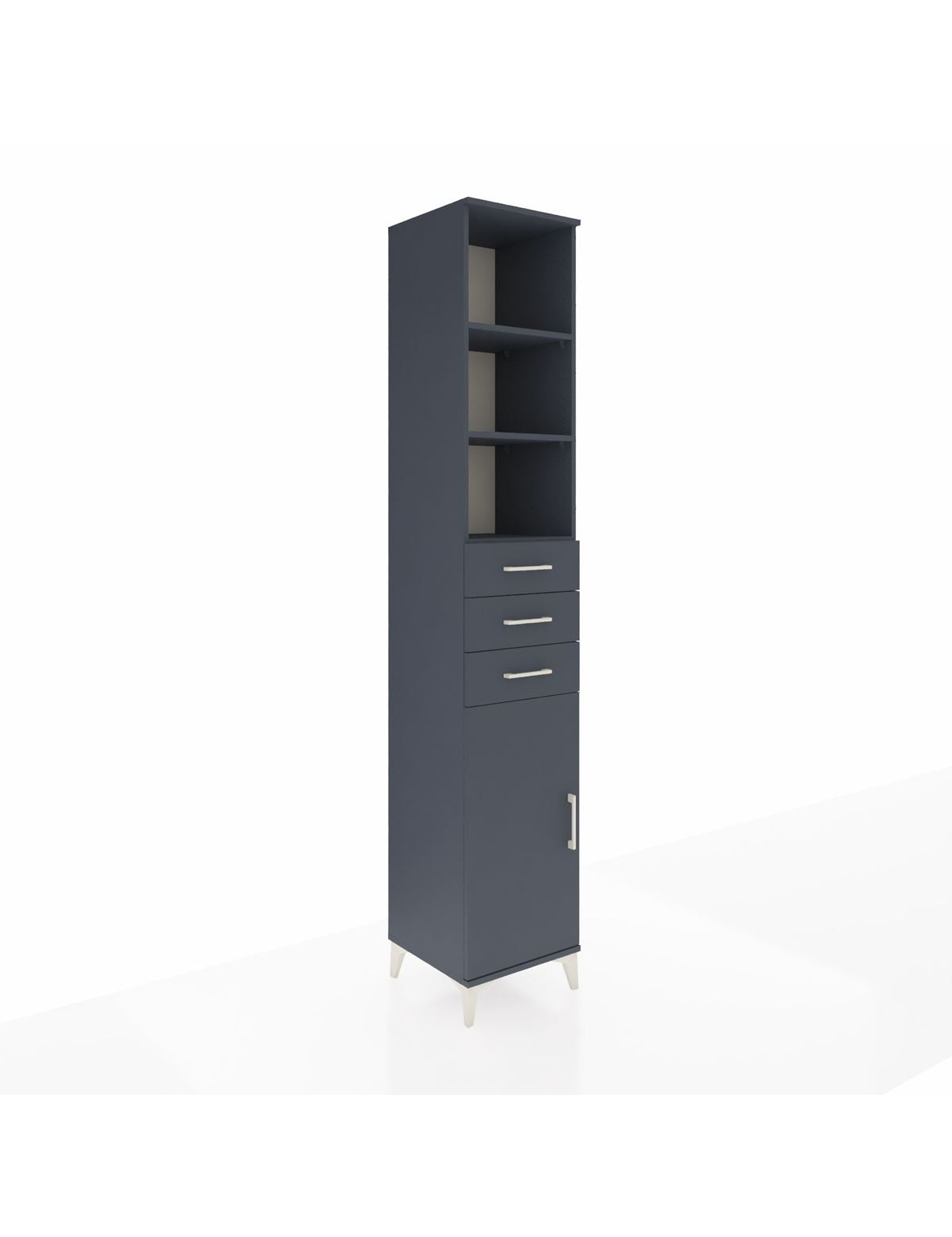 Hyperion Dolap 4 Raflı 3 Çekmeceli Tek Kapaklı 44x44x243 Antrasit-Antrasit