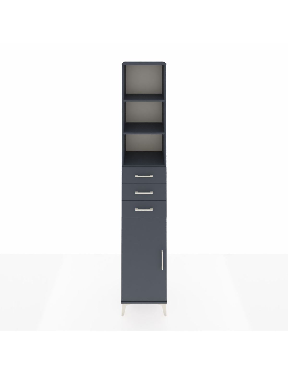Hyperion Dolap 4 Raflı 3 Çekmeceli Tek Kapaklı 44x44x243 Antrasit-Antrasit