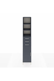 Hyperion Dolap 4 Raflı 3 Çekmeceli Tek Kapaklı 44x44x243 Antrasit-Antrasit