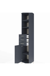 Hyperion Dolap 4 Raflı 3 Çekmeceli Tek Kapaklı 44x44x243 Antrasit-Antrasit