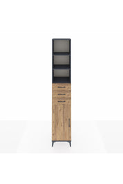 Hyperion Dolap 4 Raflı 3 Çekmeceli Tek Kapaklı 44x44x243 Antrasit-Çam