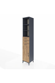 Hyperion Dolap 4 Raflı 3 Çekmeceli Tek Kapaklı 44x44x243 Antrasit-Çam