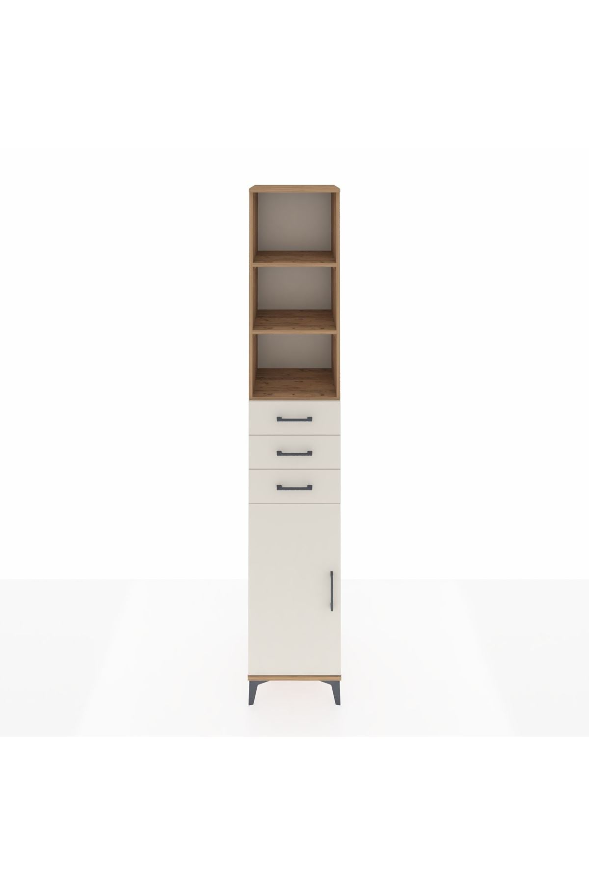 Hyperion Dolap 4 Raflı 3 Çekmeceli Tek Kapaklı 44x44x243 Çam-Aytaşı