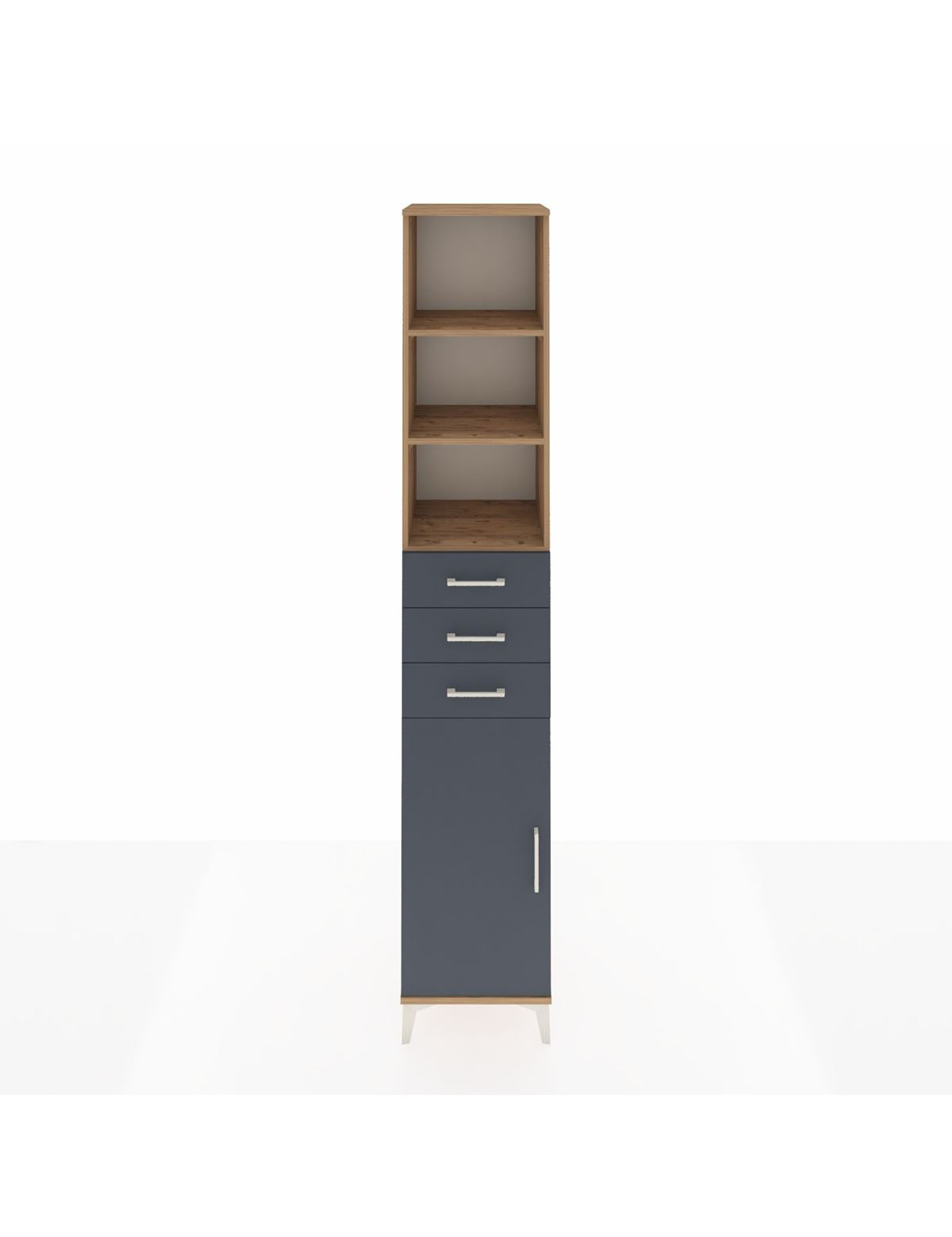 Hyperion Dolap 4 Raflı 3 Çekmeceli Tek Kapaklı 44x44x243 Çam-Antrasit