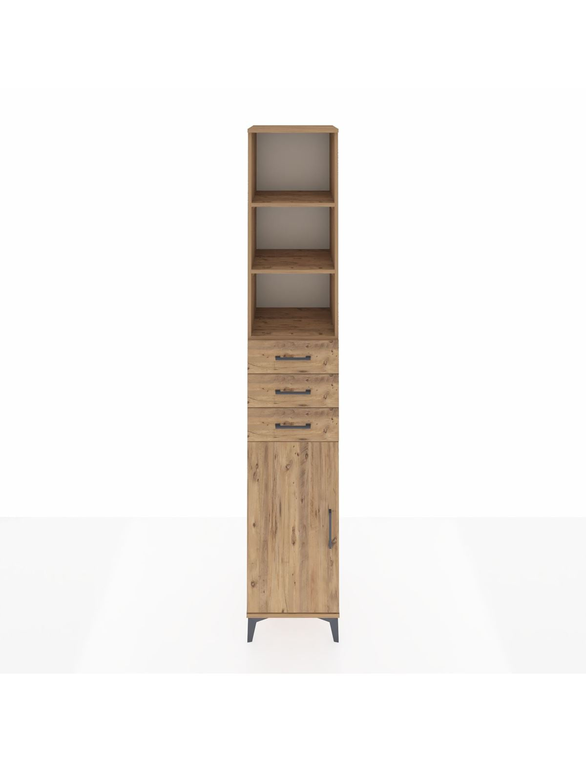 Hyperion Dolap 4 Raflı 3 Çekmeceli Tek Kapaklı 44x44x243 Çam-Çam