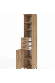 Hyperion Dolap 4 Raflı 3 Çekmeceli Tek Kapaklı 44x44x243 Çam-Çam