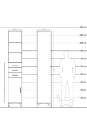 Hyperion Dolap 4 Raflı 3 Çekmeceli Tek Kapaklı 44x44x243 Çam-Çam