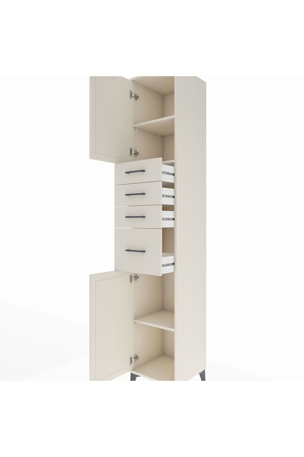 Hyperion Dolap 3 Raflı 4 Çekmeceli 2 Kapaklı 44x44x243 Aytaşı-Aytaşı