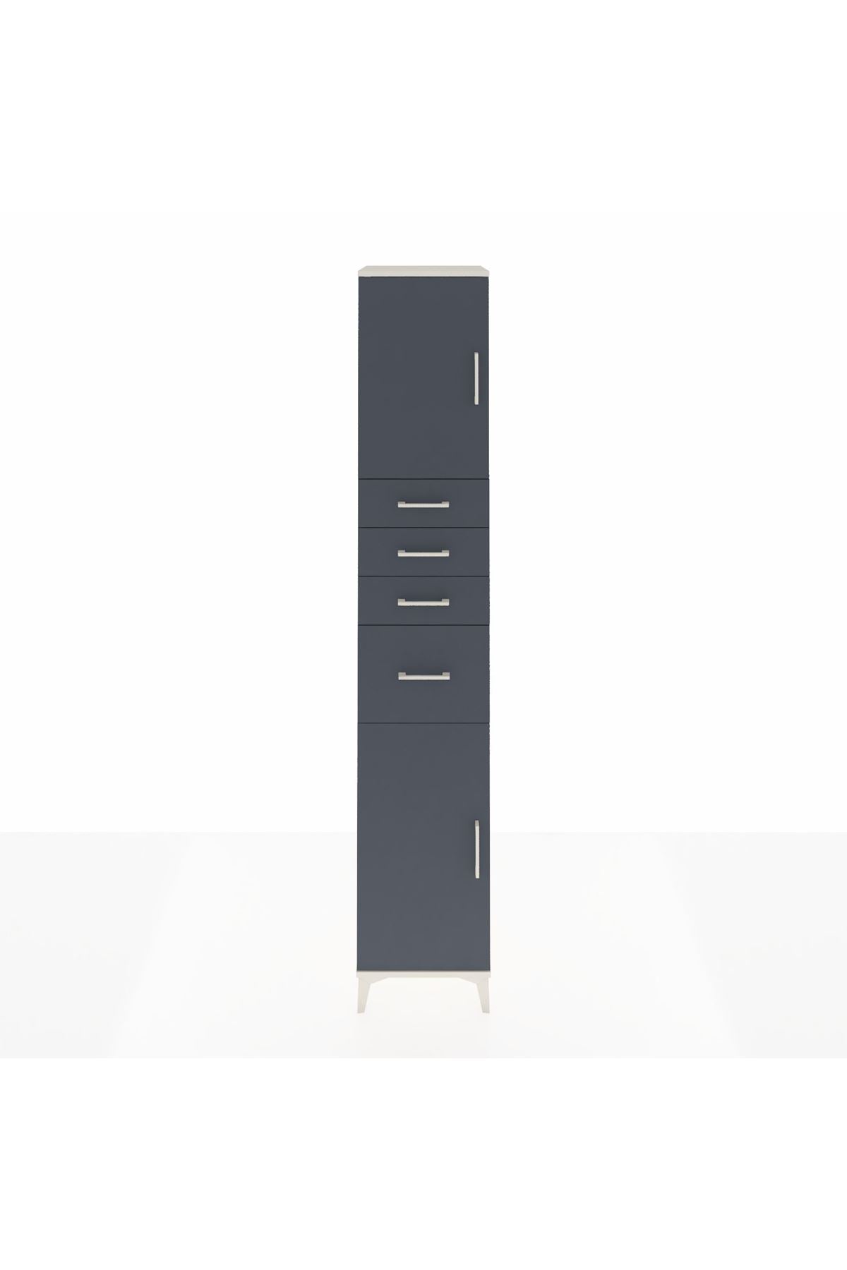 Hyperion Dolap 3 Raflı 4 Çekmeceli 2 Kapaklı 44x44x243 Aytaşı-Antrasit