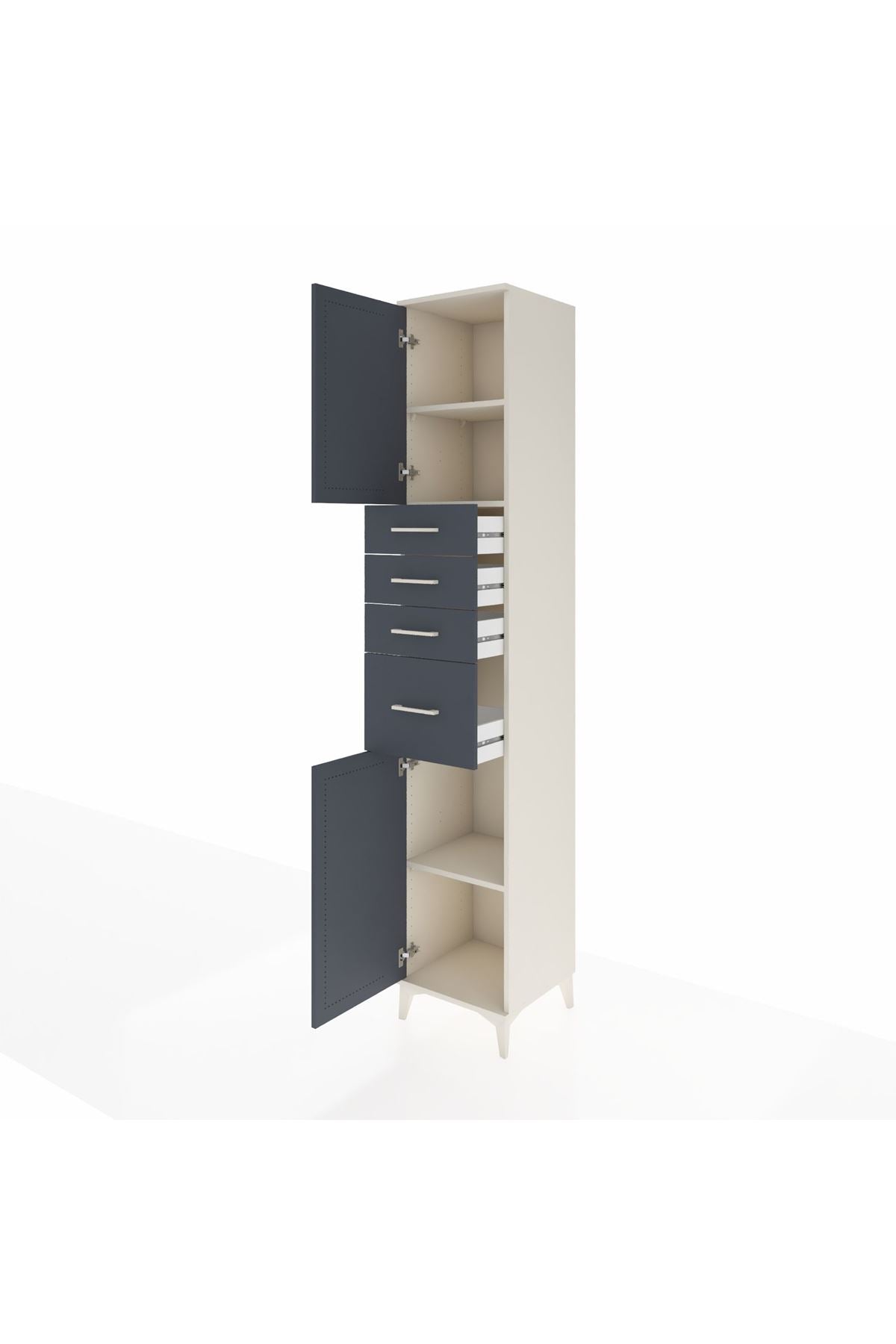 Hyperion Dolap 3 Raflı 4 Çekmeceli 2 Kapaklı 44x44x243 Aytaşı-Antrasit