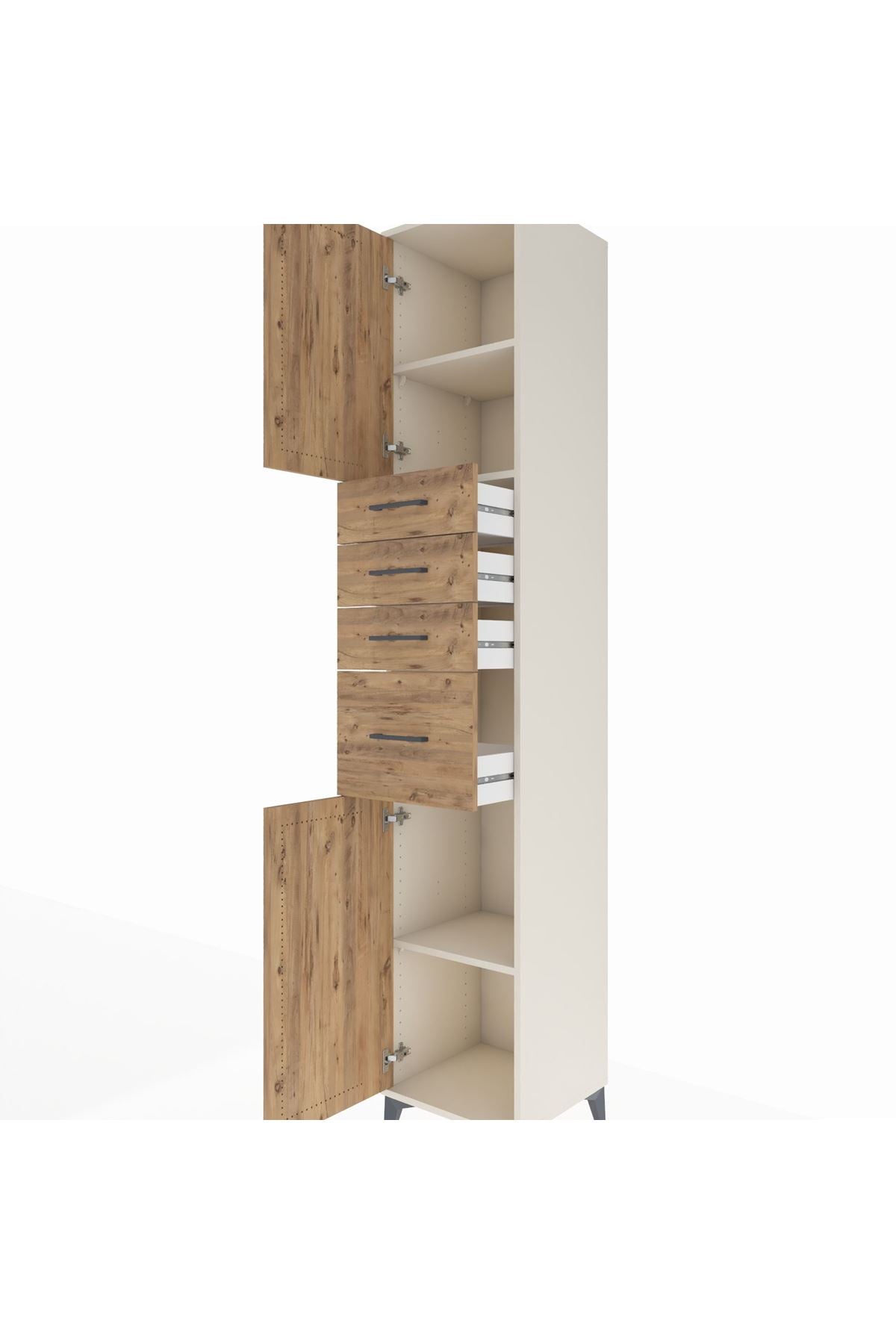 Hyperion Dolap 3 Raflı 4 Çekmeceli 2 Kapaklı 44x44x243 Aytaşı-Çam