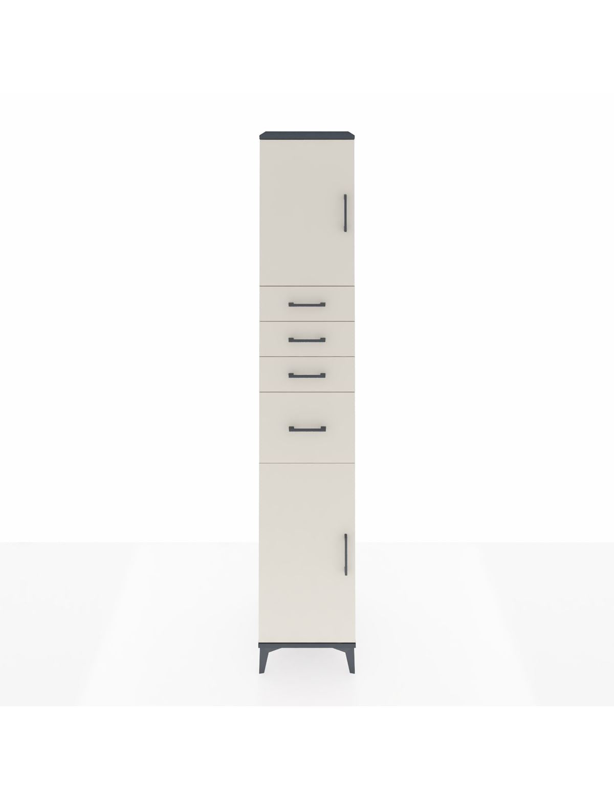 Hyperion Dolap 3 Raflı 4 Çekmeceli 2 Kapaklı 44x44x243 Antrasit-Aytaşı