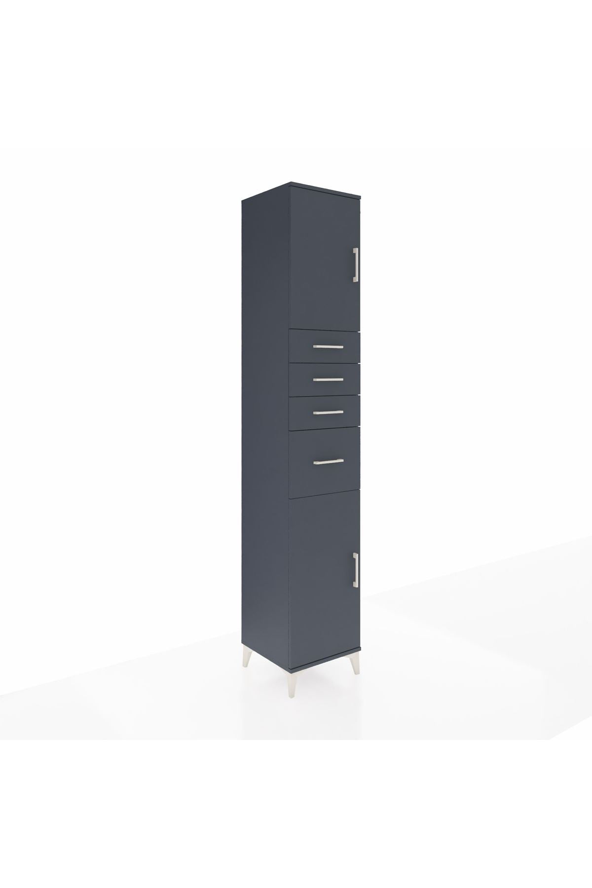 Hyperion Dolap 3 Raflı 4 Çekmeceli 2 Kapaklı 44x44x243 Antrasit-Antrasit