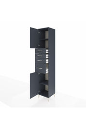 Hyperion Dolap 3 Raflı 4 Çekmeceli 2 Kapaklı 44x44x243 Antrasit-Antrasit