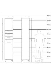 Hyperion Dolap 3 Raflı 4 Çekmeceli 2 Kapaklı 44x44x243 Antrasit-Çam