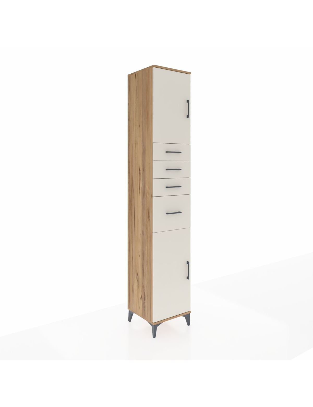 Hyperion Dolap 3 Raflı 4 Çekmeceli 2 Kapaklı 44x44x243 Çam-Aytaşı