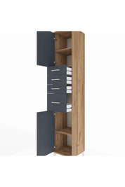 Hyperion Dolap 3 Raflı 4 Çekmeceli 2 Kapaklı 44x44x243 Çam-Antrasit