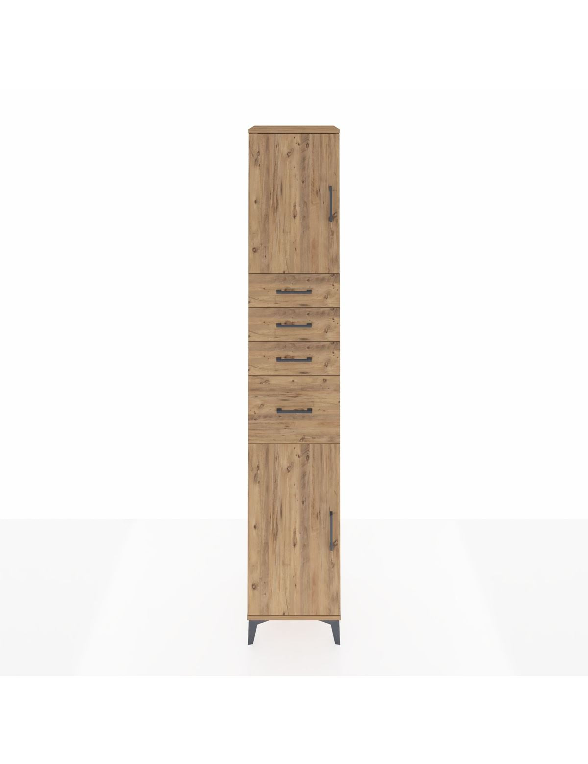 Hyperion Dolap 3 Raflı 4 Çekmeceli 2 Kapaklı 44x44x243 Çam-Çam