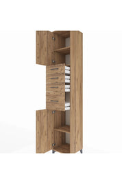 Hyperion Dolap 3 Raflı 4 Çekmeceli 2 Kapaklı 44x44x243 Çam-Çam