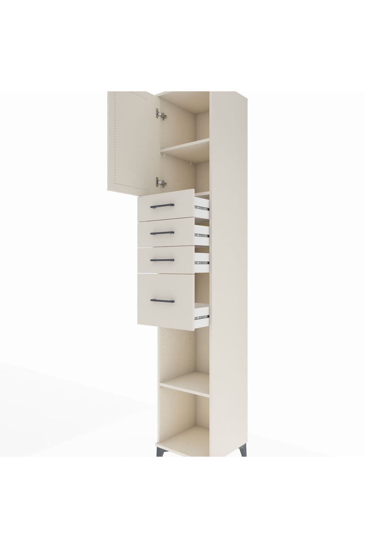 Hyperion Dolap 3 Raflı 4 Çekmeceli Tek Kapaklı 44x44x243 Aytaşı-Aytaşı