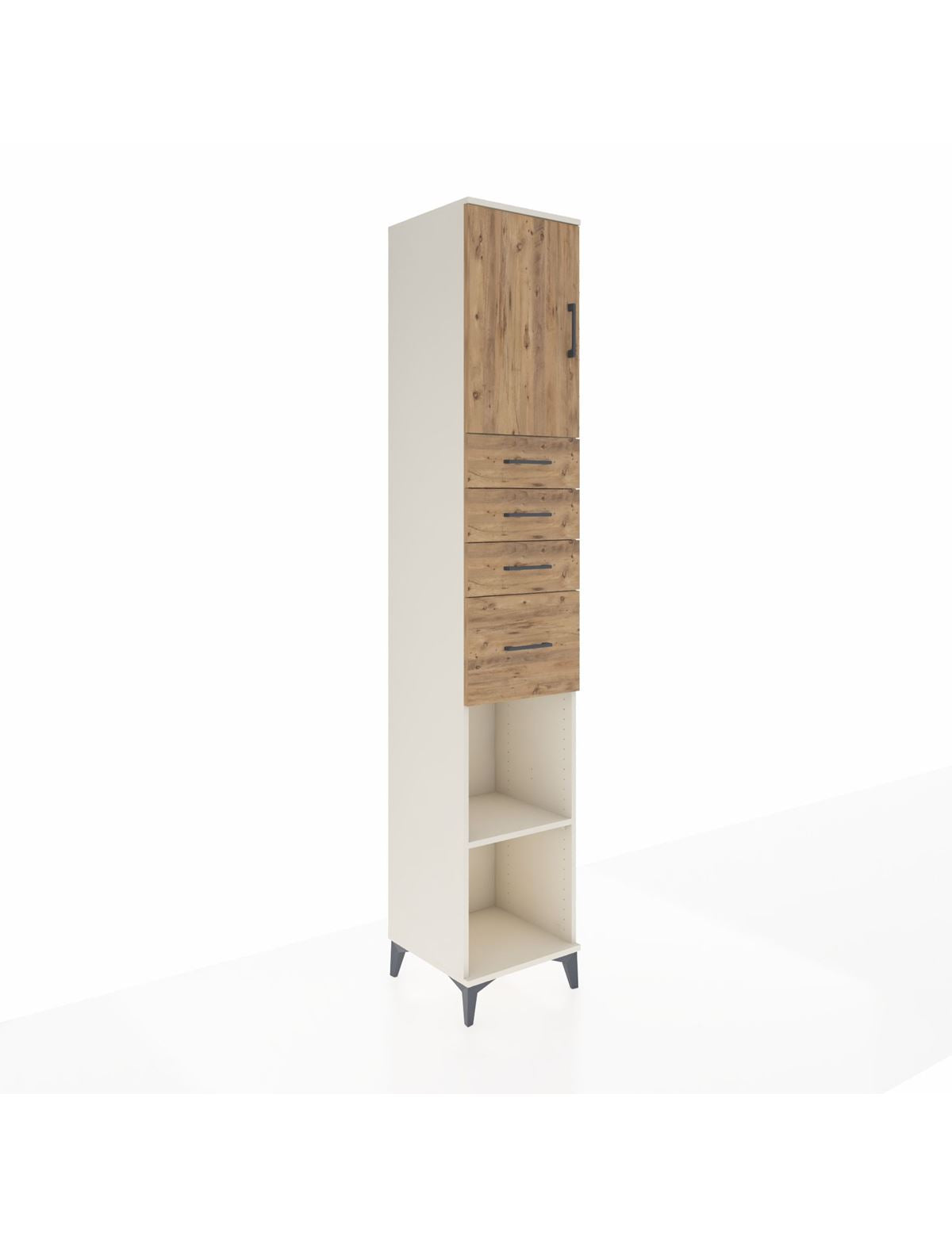 Hyperion Dolap 3 Raflı 4 Çekmeceli Tek Kapaklı 44x44x243 Aytaşı-Çam