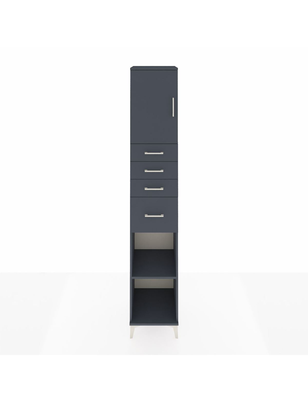 Hyperion Dolap 3 Raflı 4 Çekmeceli Tek Kapaklı 44x44x243 Antrasit-Antrasit