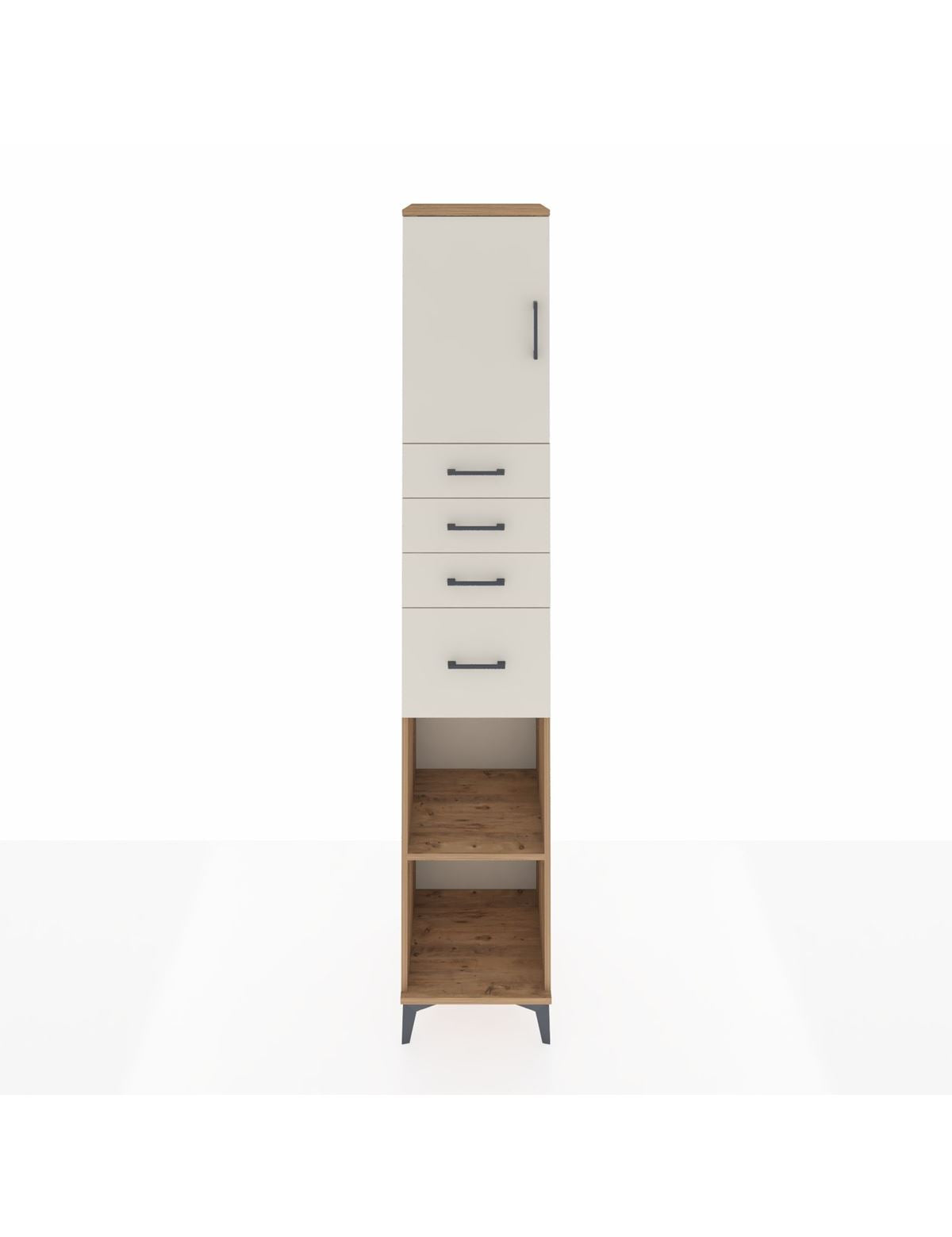 Hyperion Dolap 3 Raflı 4 Çekmeceli Tek Kapaklı 44x44x243 Çam-Aytaşı