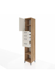 Hyperion Dolap 3 Raflı 4 Çekmeceli Tek Kapaklı 44x44x243 Çam-Aytaşı