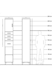 Hyperion Dolap 3 Raflı 4 Çekmeceli Tek Kapaklı 44x44x243 Çam-Aytaşı