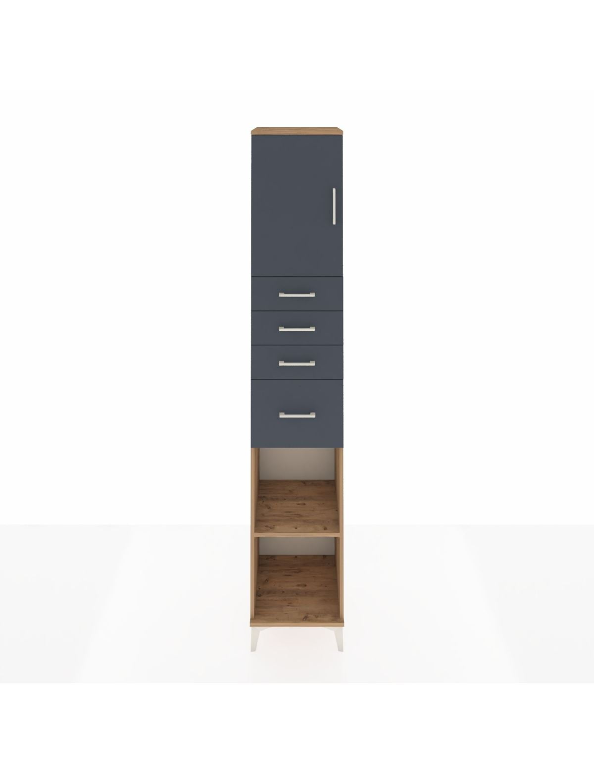 Hyperion Dolap 3 Raflı 4 Çekmeceli Tek Kapaklı 44x44x243 Çam-Antrasit