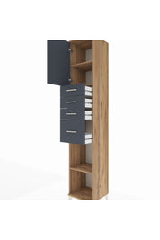 Hyperion Dolap 3 Raflı 4 Çekmeceli Tek Kapaklı 44x44x243 Çam-Antrasit