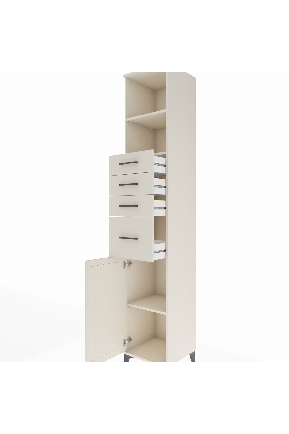 Hyperion Dolap 3 Raflı 4 Çekmeceli Tek Kapaklı 44x44x243 Aytaşı-Aytaşı