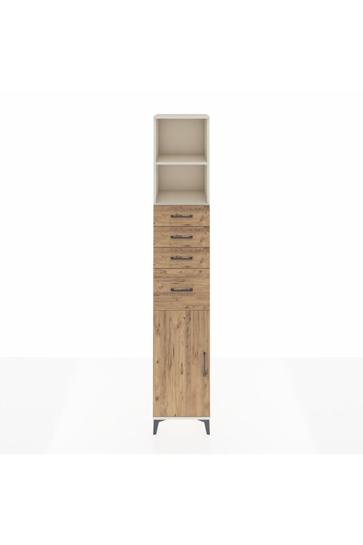 Hyperion Dolap 3 Raflı 4 Çekmeceli Tek Kapaklı 44x44x243 Aytaşı-Çam