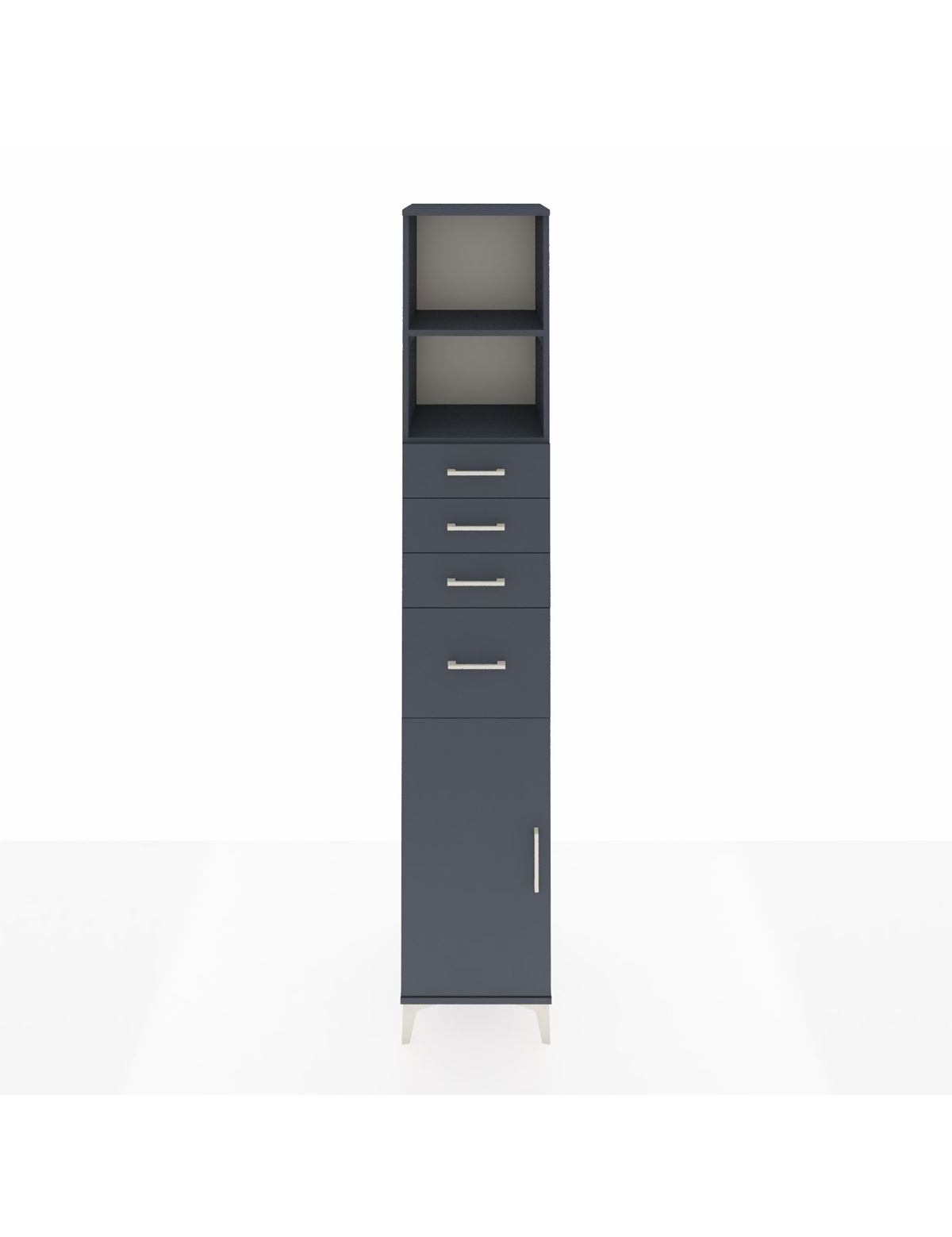 Hyperion Dolap 3 Raflı 4 Çekmeceli Tek Kapaklı 44x44x243 Antrasit-Antrasit